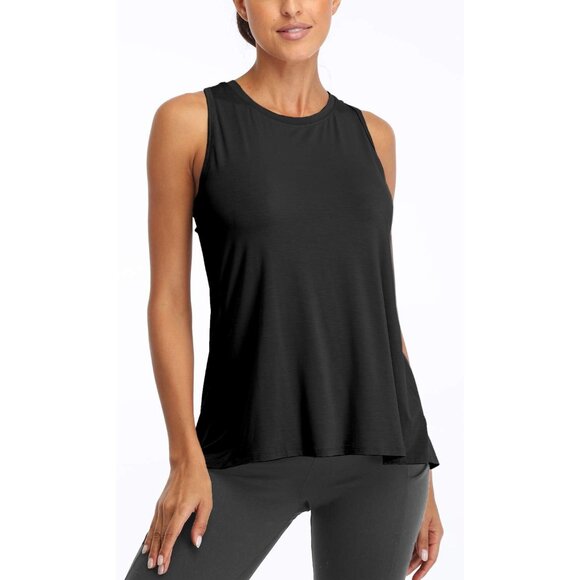 Open Back Yoga Tank Women Gym Workout Top Slim Fit Lightweight Breathable - Picture 2 of 5